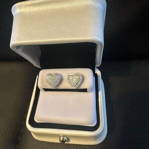 Sparkling Silver Heart Earrings